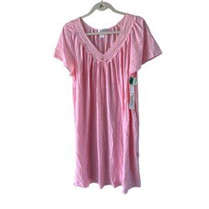 Shadowline Vintage Womens Lace Short-sleeve Nightgown Size L Pink Deadstock New